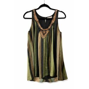 Sugar Lips Medium Beaded Sheer Metallic Tunic Boho Festival Flowy Dark Whimsy